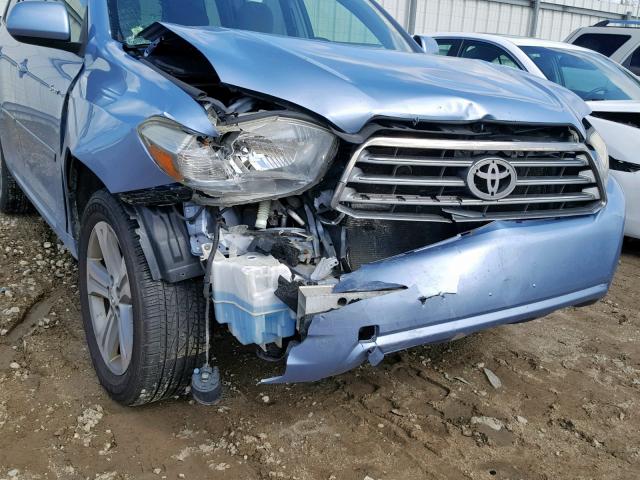 JTEDS43AX82008187 - 2008 TOYOTA HIGHLANDER BLUE photo 9