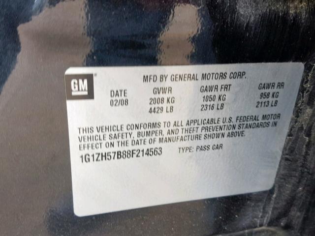 1G1ZH57B88F214563 - 2008 CHEVROLET MALIBU 1LT 黑色 照片 10