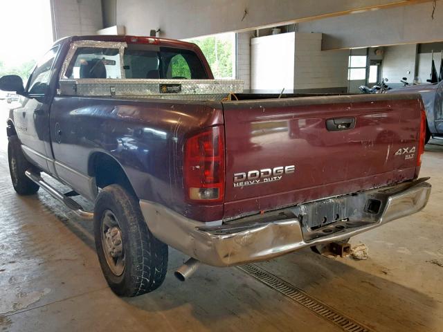 3D7KU26D13G775030 - 2003 DODGE RAM 2500 S BURGUNDY photo 3