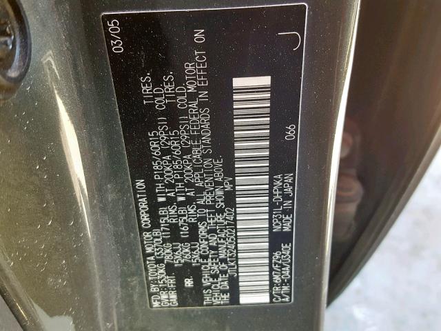 JTLKT324050217402 - 2005 TOYOTA SCION XB 绿色 照片 10