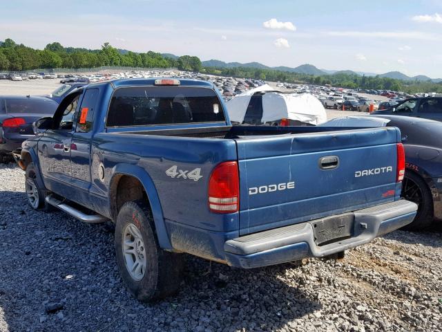 1D7HG32N24S685367 - 2004 DODGE DAKOTA SPO BLUE photo 3