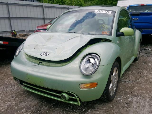 3VWCC21C11M408222 - 2001 VOLKSWAGEN NEW BEETLE მწვანე ფოტო 2
