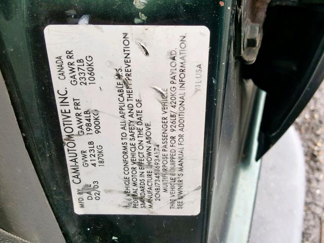 2CNBJ734536934174 - 2003 CHEVROLET TRACKER ZR GREEN photo 10