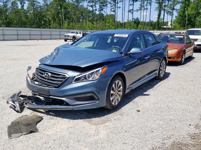 5NPE34AF0FH074568 - 2015 HYUNDAI SONATA SPO BLUE photo 2