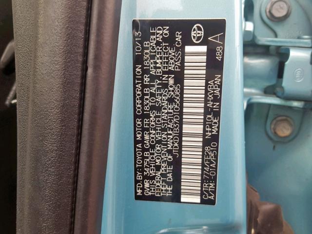 JTDKDTB37D1056085 - 2013 TOYOTA PRIUS C BLUE photo 10