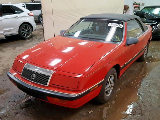 1C3XJ45J3KG175572 - 1989 CHRYSLER LEBARON RED photo 2