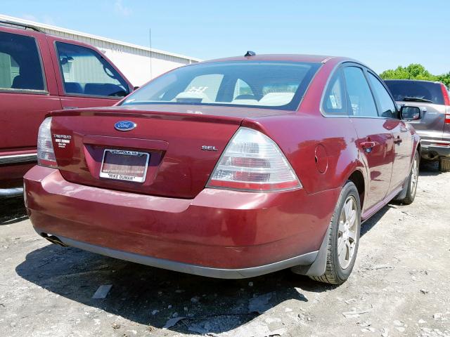 1FAHP24W18G169896 - 2008 FORD TAURUS SEL RED photo 4