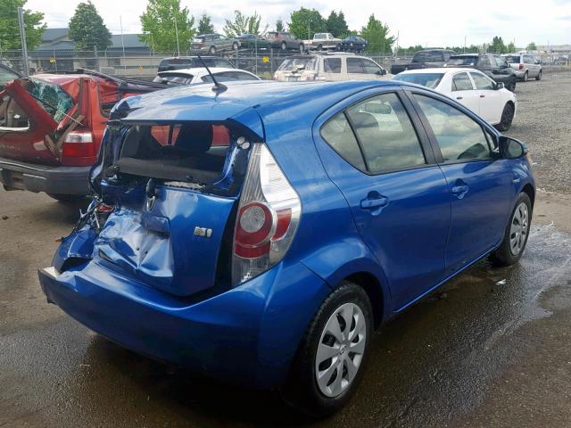 JTDKDTB39D1058095 - 2013 TOYOTA PRIUS C BLUE photo 4