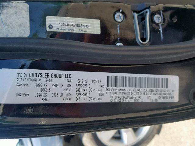 1C4NJCBA9ED882845 - 2014 JEEP COMPASS SP შავი ფოტო 10