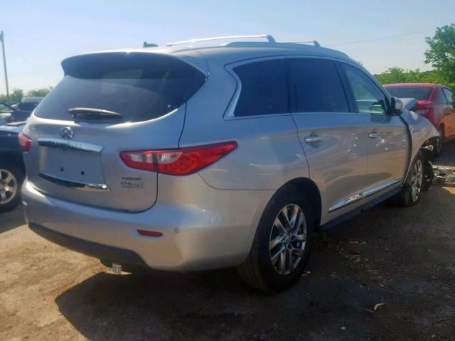 5N1CL0MNXEC537258 - 2014 INFINITI QX60 HYBRI SILVER photo 4