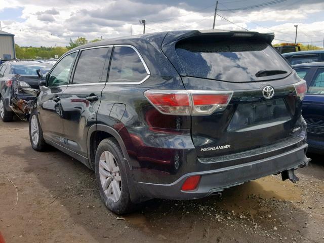 5TDBKRFH1FS134462 - 2015 TOYOTA HIGHLANDER BLACK photo 3