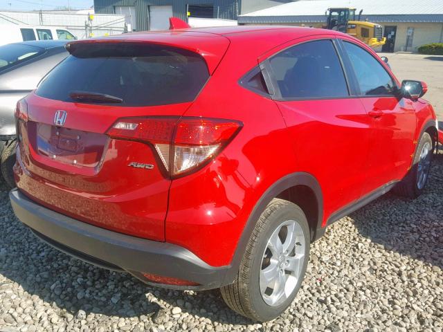 3CZRU6H56GM744413 - 2016 HONDA HR-V EX RED photo 4