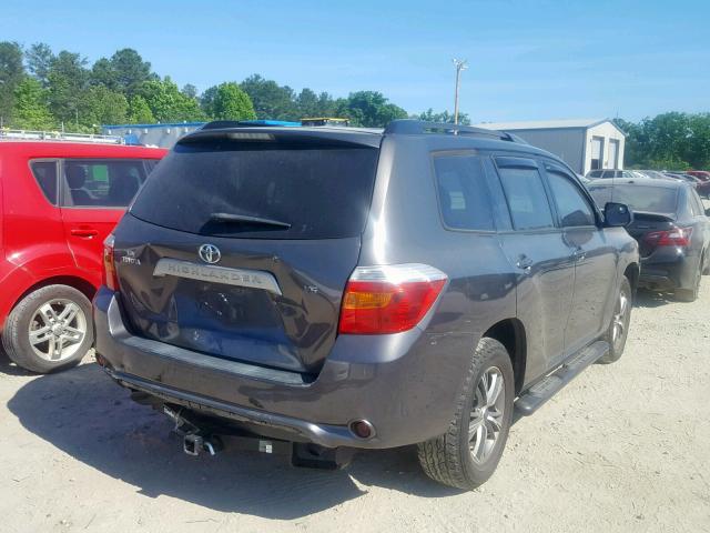 JTEDS41A382033130 - 2008 TOYOTA HIGHLANDER GRAY photo 4