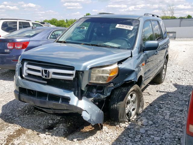 2HKYF18607H522561 - 2007 HONDA PILOT EXL BLUE photo 2