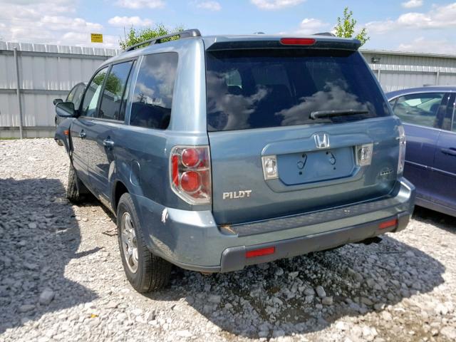 2HKYF18607H522561 - 2007 HONDA PILOT EXL BLUE photo 3