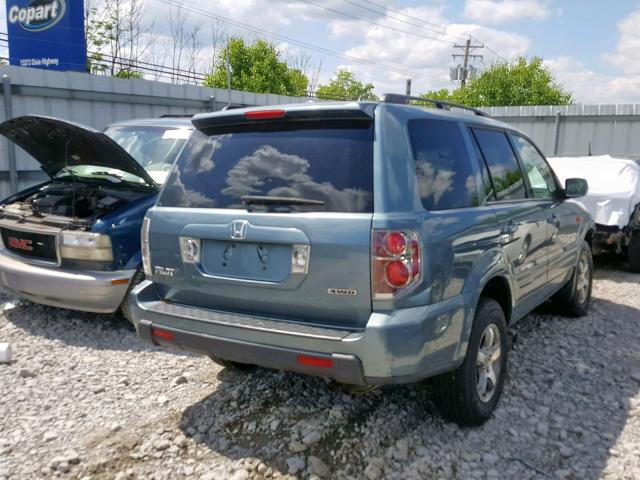 2HKYF18607H522561 - 2007 HONDA PILOT EXL BLUE photo 4