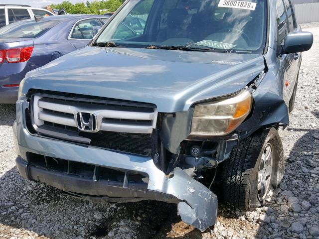 2HKYF18607H522561 - 2007 HONDA PILOT EXL BLUE photo 9