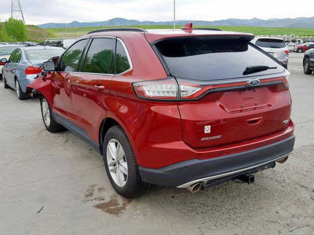 2FMTK4J82FBB35177 - 2015 FORD EDGE SEL RED photo 3