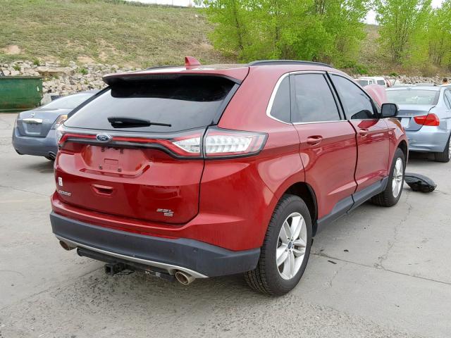 2FMTK4J82FBB35177 - 2015 FORD EDGE SEL RED photo 4