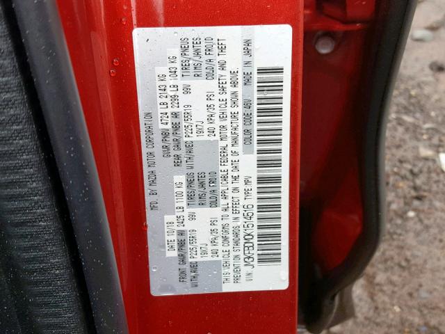 JM3KFBDM0K1514516 - 2019 MAZDA CX-5 GRAND RED photo 10