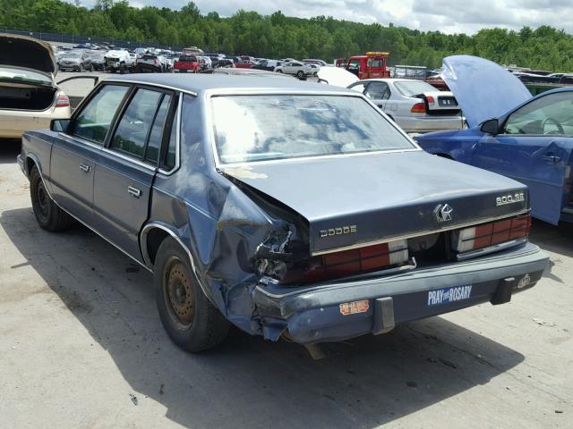 1B3BE46K5HC249285 - 1987 DODGE 600 SE BLUE photo 3