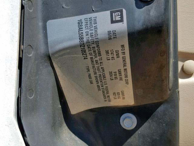 1G8AL55B87Z105274 - 2007 SATURN ION LEVEL WHITE photo 10