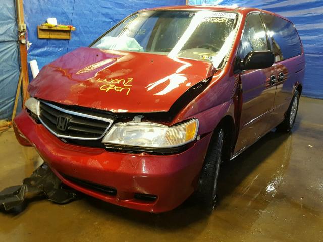 5FNRL18552B056251 - 2002 HONDA ODYSSEY LX RED photo 2