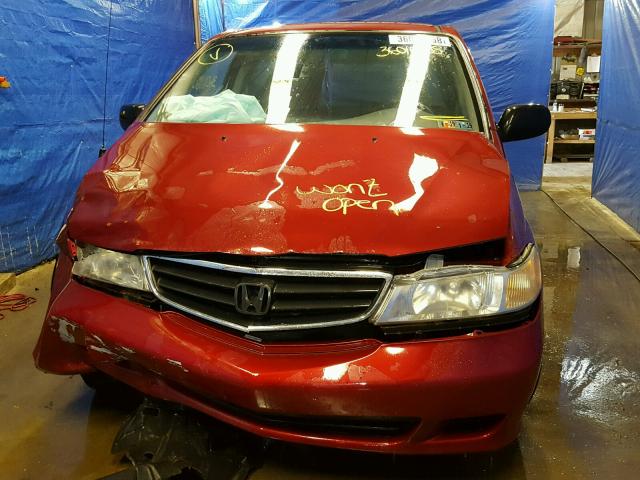 5FNRL18552B056251 - 2002 HONDA ODYSSEY LX RED photo 9