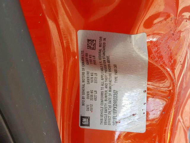 2G1FL1EPXD9803397 - 2013 CHEVROLET CAMARO ZL1 ORANGE photo 10