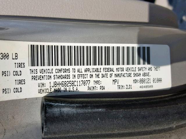 1J8HH68258C117077 - 2008 JEEP COMMANDER BEIGE photo 10