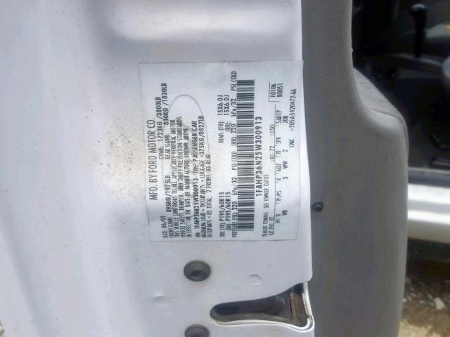 1FAHP36N25W300913 - 2005 FORD FOCUS ZXW WHITE photo 10