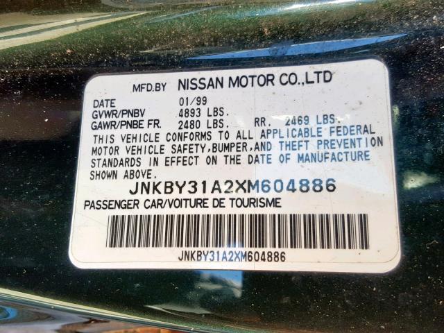 JNKBY31A2XM604886 - 1999 INFINITI Q45 BASE GREEN photo 10