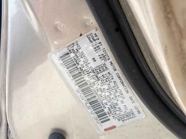 JT6GF10U6Y0059448 - 2000 LEXUS RX 300 GOLD photo 10