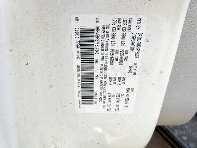 1A8HW58P27F517848 - 2007 CHRYSLER ASPEN LIMI CREAM photo 10