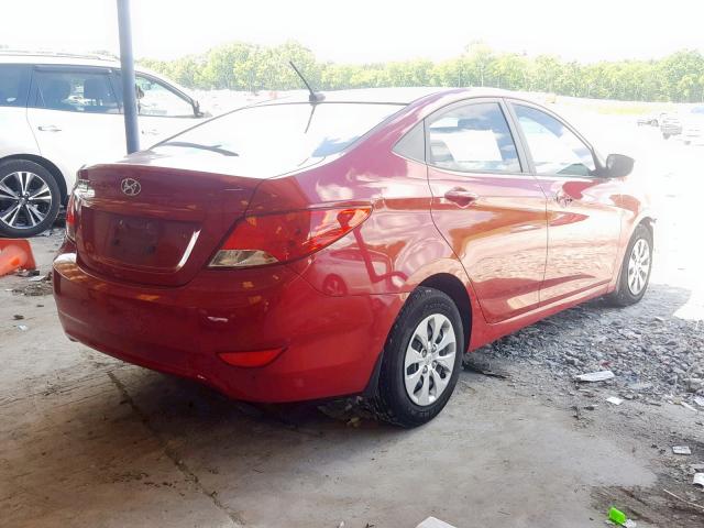 KMHCT4AE0GU160318 - 2016 HYUNDAI ACCENT SE RED photo 4