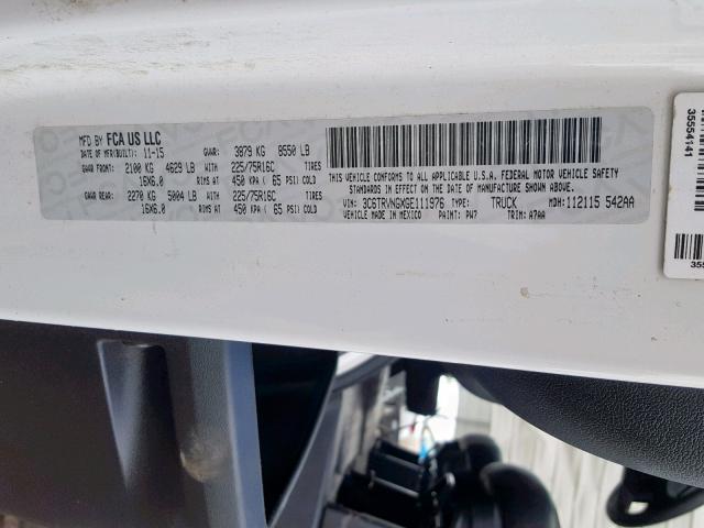 3C6TRVNGXGE111976 - 2016 RAM PROMASTER 白色 照片 10