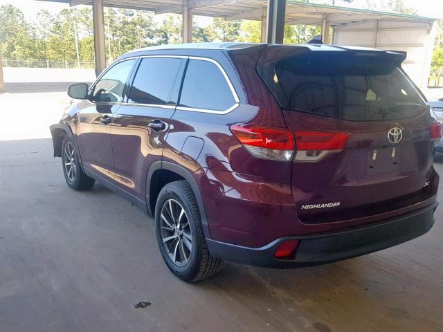 5TDKZRFH1KS307998 - 2019 TOYOTA HIGHLANDER BURGUNDY photo 3