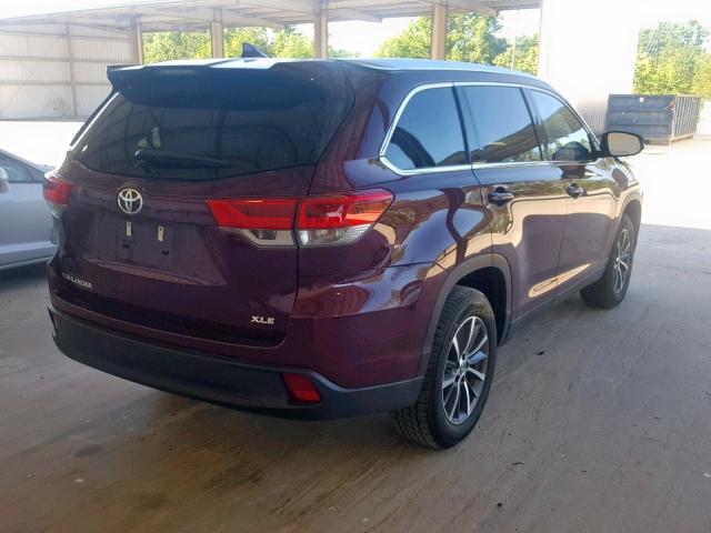 5TDKZRFH1KS307998 - 2019 TOYOTA HIGHLANDER BURGUNDY photo 4