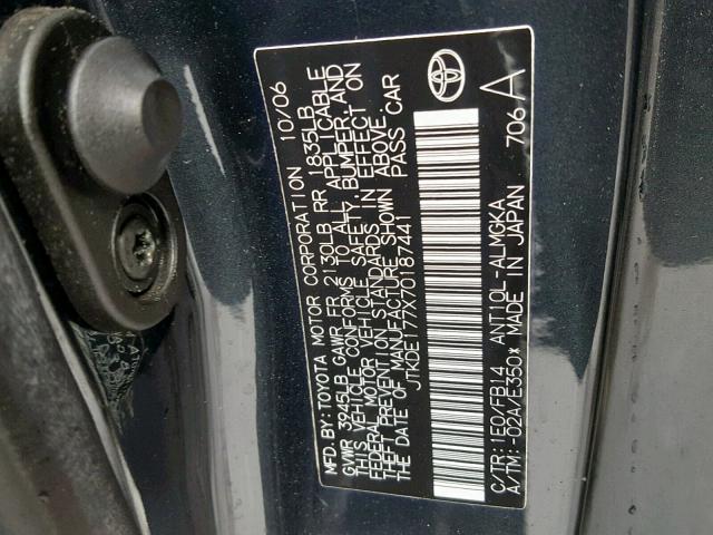 JTKDE177X70187441 - 2007 TOYOTA SCION TC GRAY photo 10