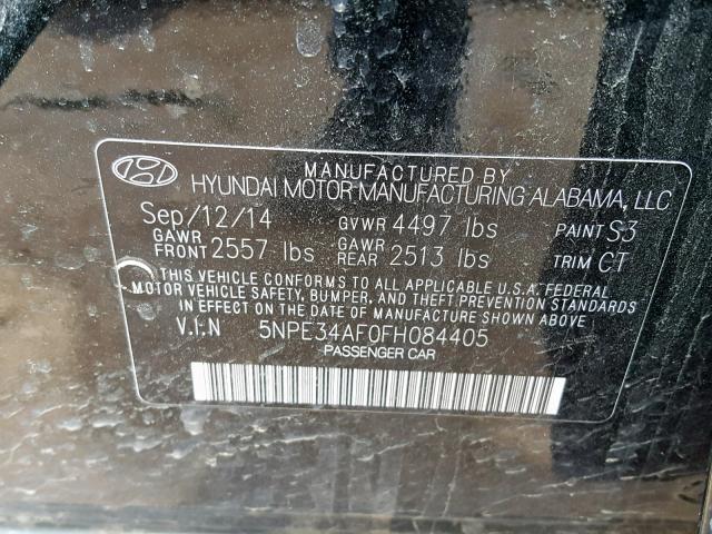 5NPE34AF0FH084405 - 2015 HYUNDAI SONATA SPO BLACK photo 10