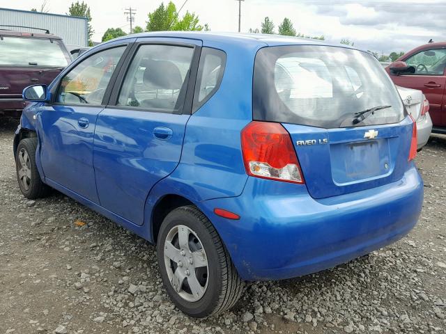 KL1TD66666B583937 - 2006 CHEVROLET AVEO BASE Mavi foto 3