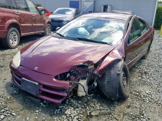 2B3HD46R61H667092 - 2001 DODGE INTREPID S BURGUNDY photo 2