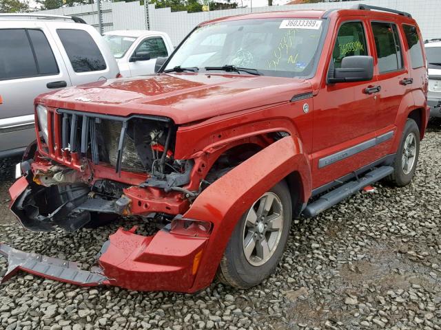 1J8GN28K28W163347 - 2008 JEEP LIBERTY SP RED photo 2