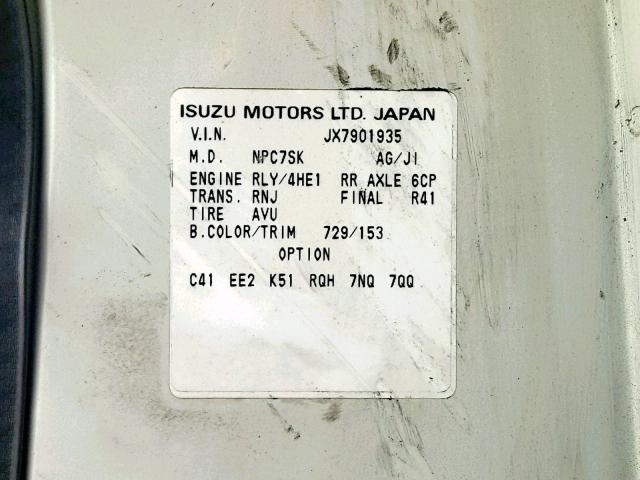 JALE4B141X7901935 - 1999 ISUZU NQR WHITE photo 10