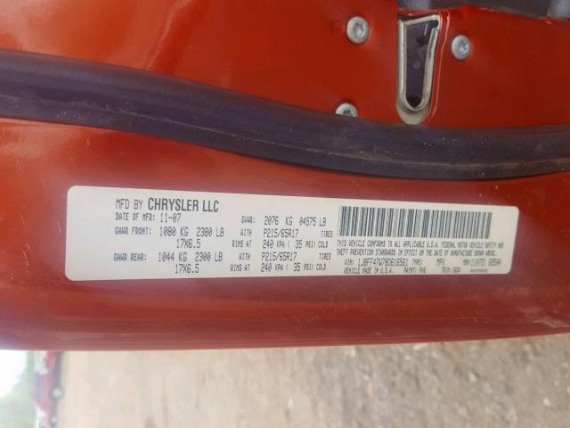 1J8FF47W78D616561 - 2008 JEEP COMPASS SP ნარინჯისფერი ფოტო 10