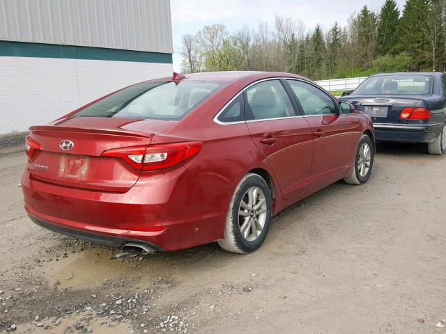 5NPE24AF6GH267506 - 2016 HYUNDAI SONATA SE RED photo 4