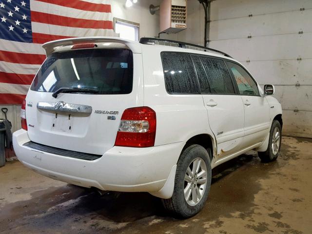 JTEEW21A660020748 - 2006 TOYOTA HIGHLANDER WHITE photo 4