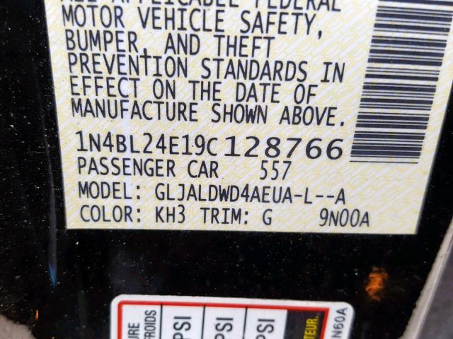 1N4BL24E19C128766 - 2009 NISSAN ALTIMA 3.5 BLACK photo 10