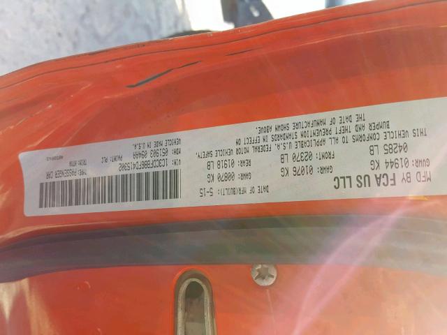 1C3CDFBB6FD415302 - 2015 DODGE DART SXT ORANGE photo 10