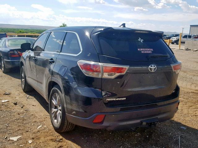 5TDZKRFH0FS044511 - 2015 TOYOTA HIGHLANDER BLACK photo 3